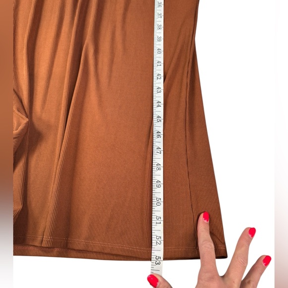 Rust Long Sleeve Square Neck Maxi Dress w/ Built-In Shapewear - Size L B095 - Picture 8 of 9